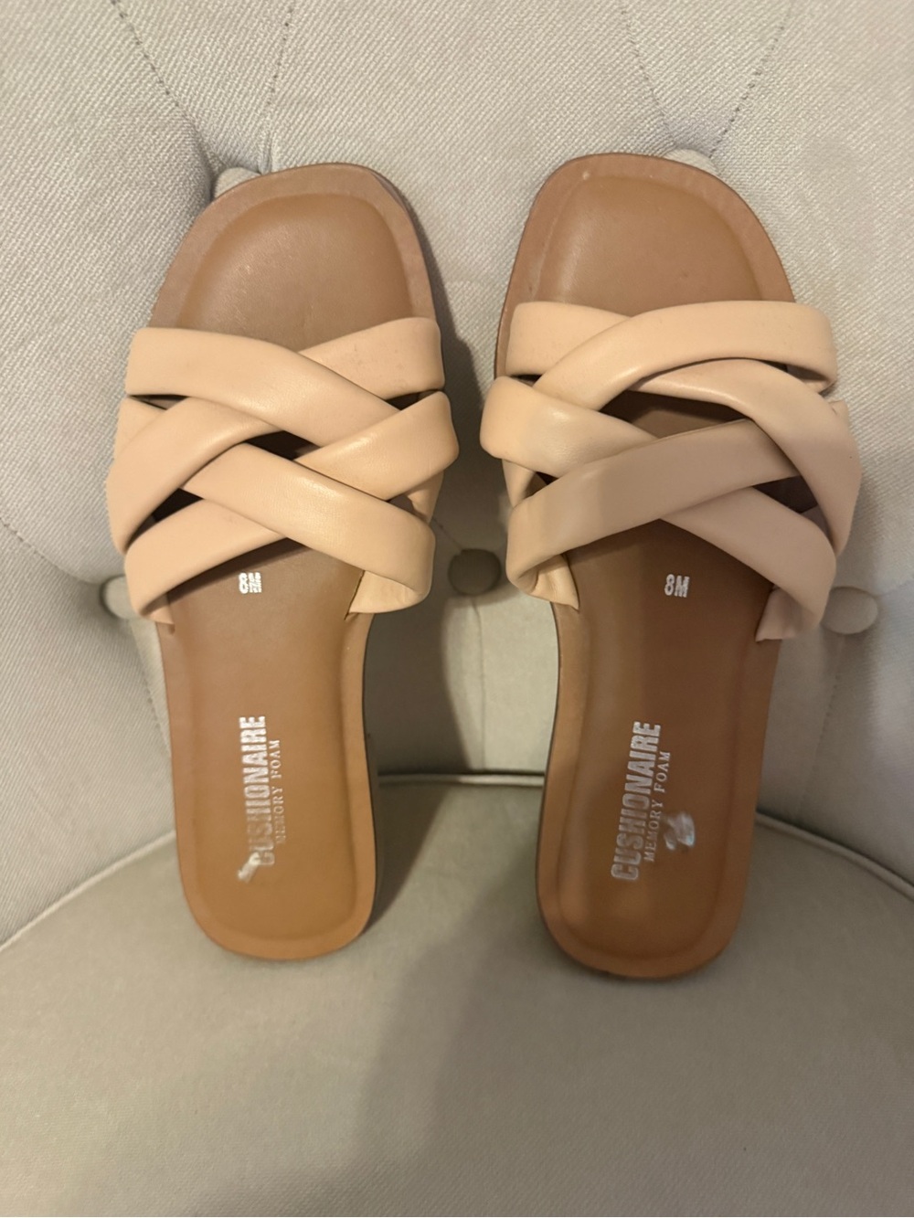 Cushioned Woven Slide Mules in Nude - Cushionaire